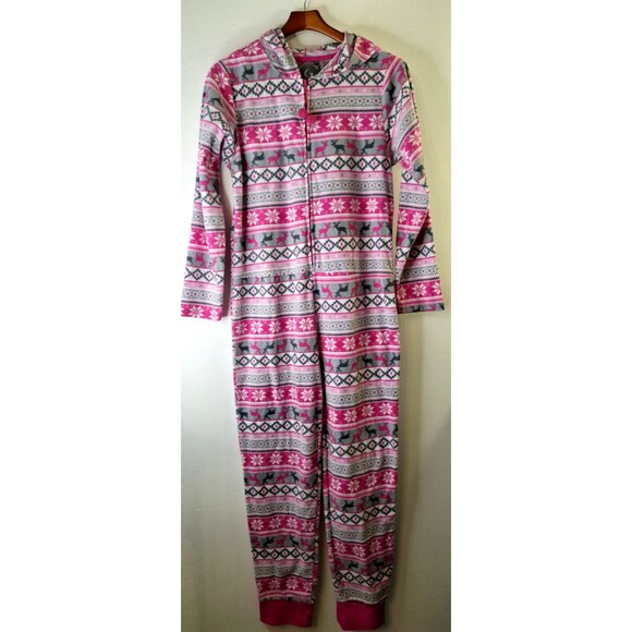 PJ Couture Women's Large All in One Piece Plush Pajama Set Sleepwear Loungewear - Picture 1 of 9